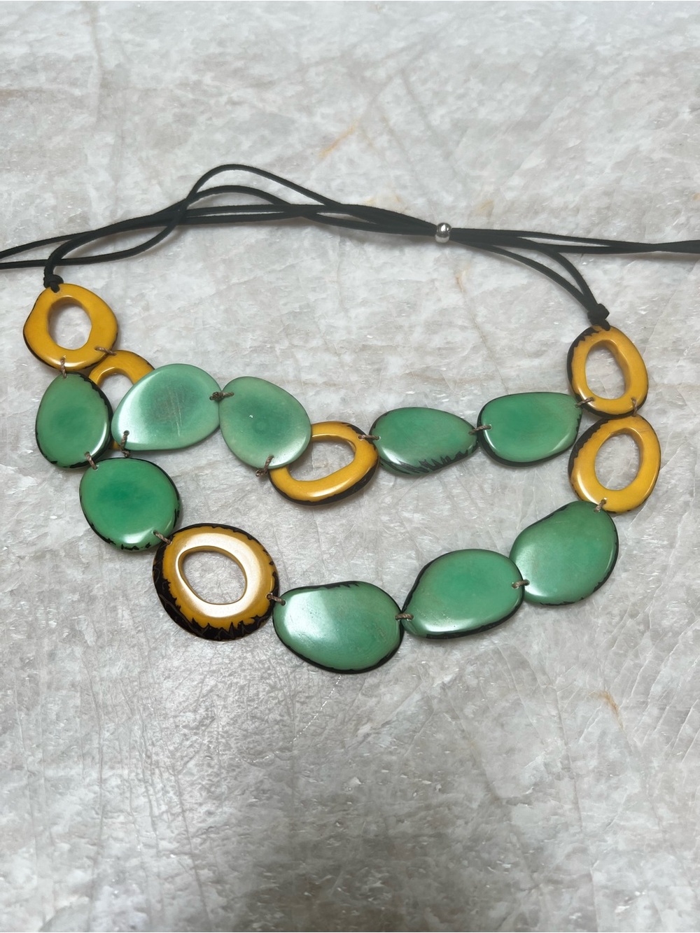 Green and Yellow Link Statement Necklace - Women Jewelry